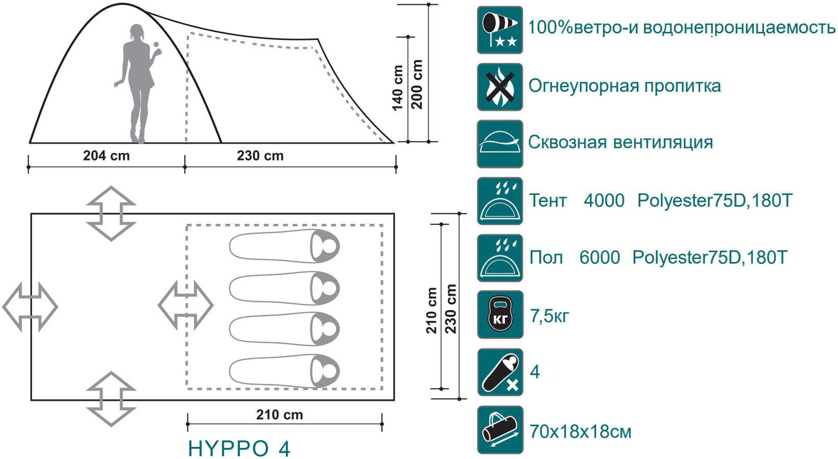 Палатка Hyppo 4