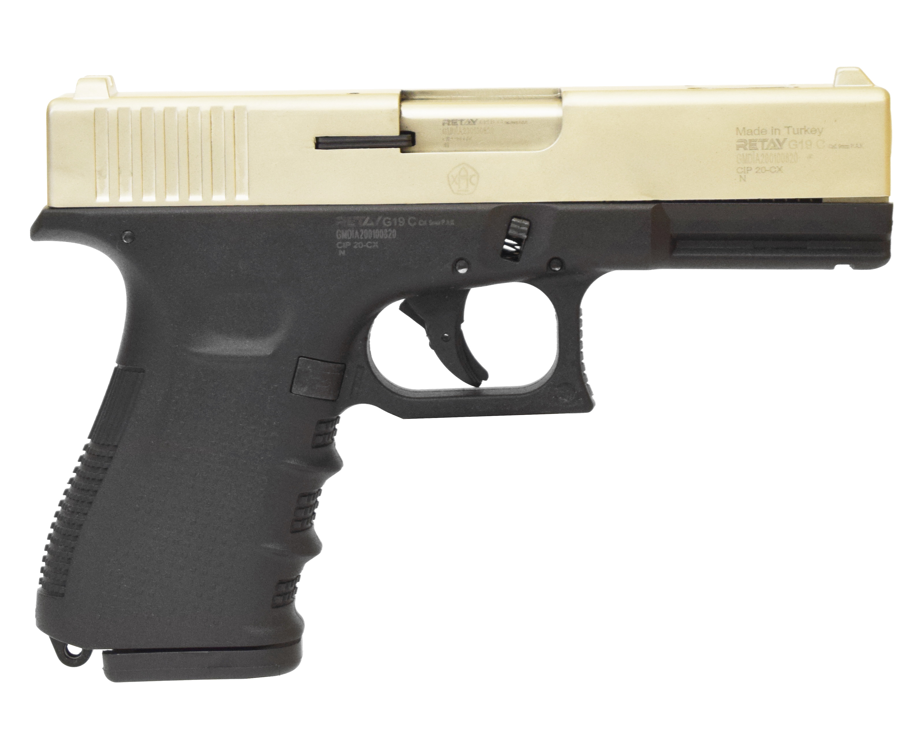 Пистолет охолощенный G19C (Glok 19), к.9мм (сатин)